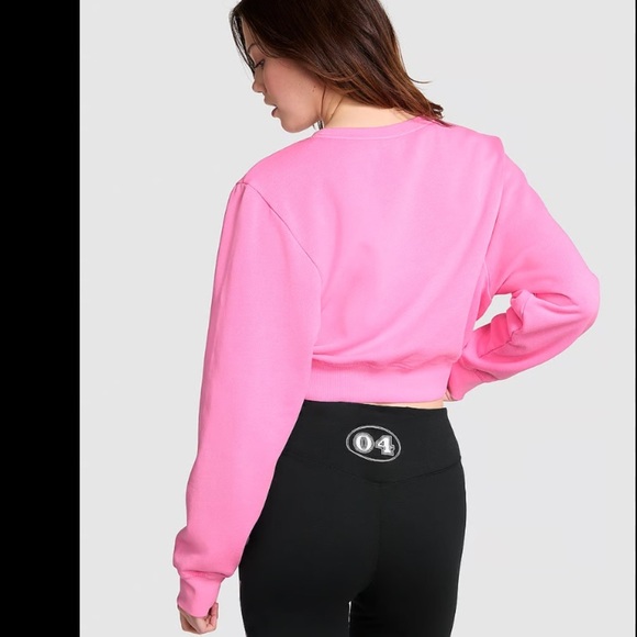 50%off w♥️ Victoria secret PINK  IVY FLEECE YOKE SEAM CREW SWEATSHIRT S - Picture 1 of 8